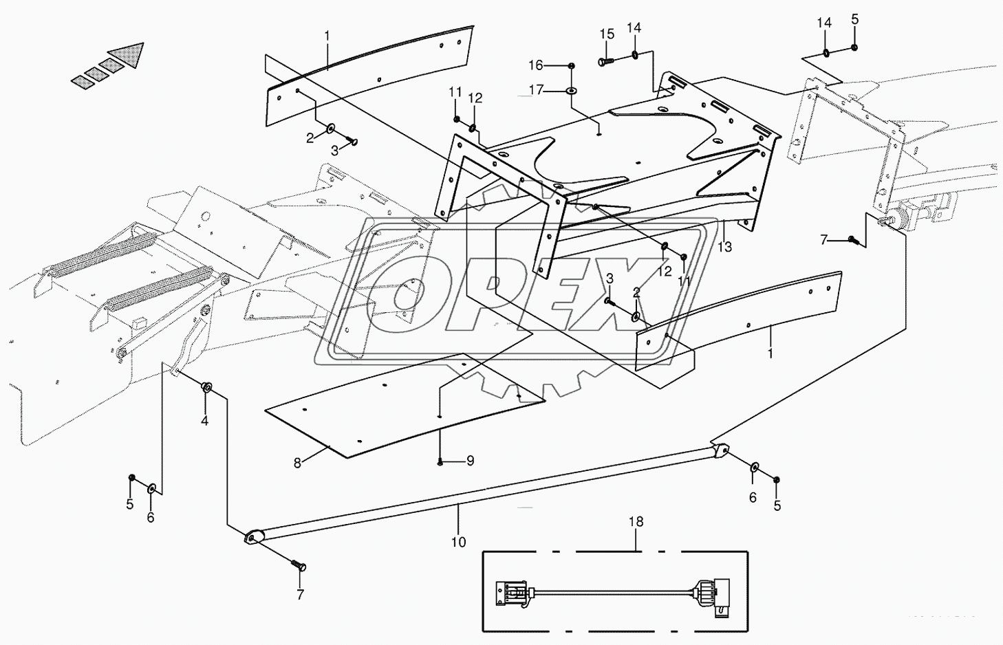 Discharge chute extension 10-row