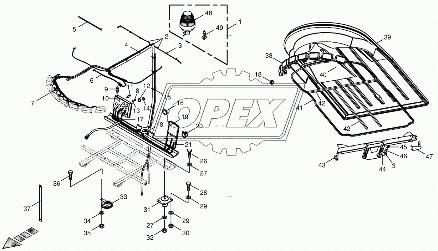 Cab-mounting parts/electric parts