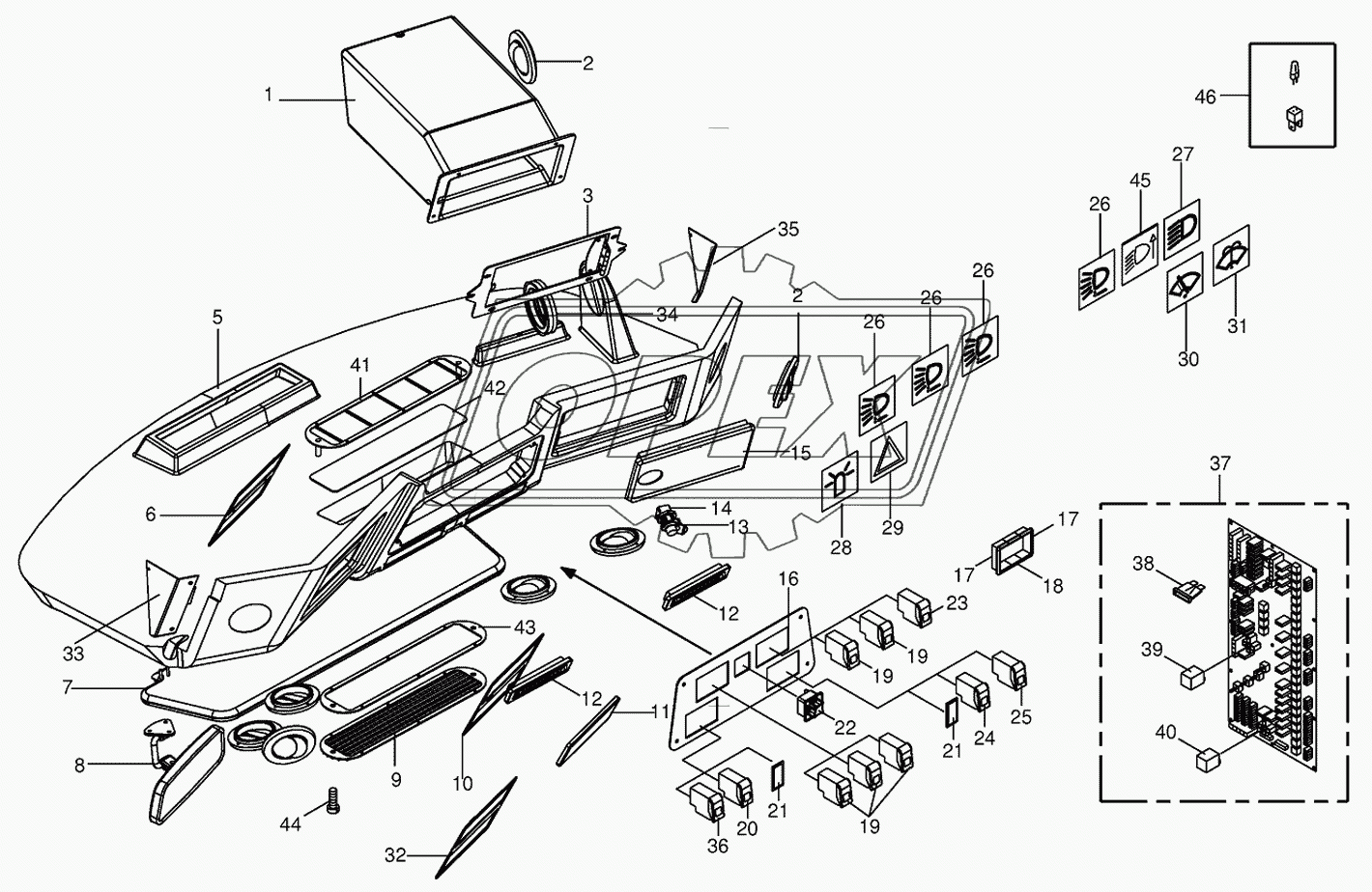 Cab-control panel (roof)/circuit board