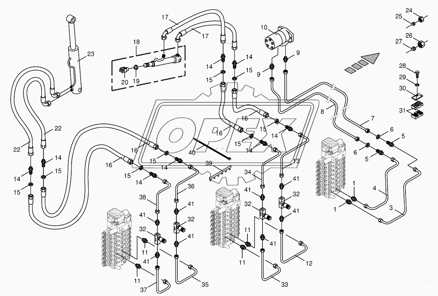 Hydraulics cpl.-discharge chute