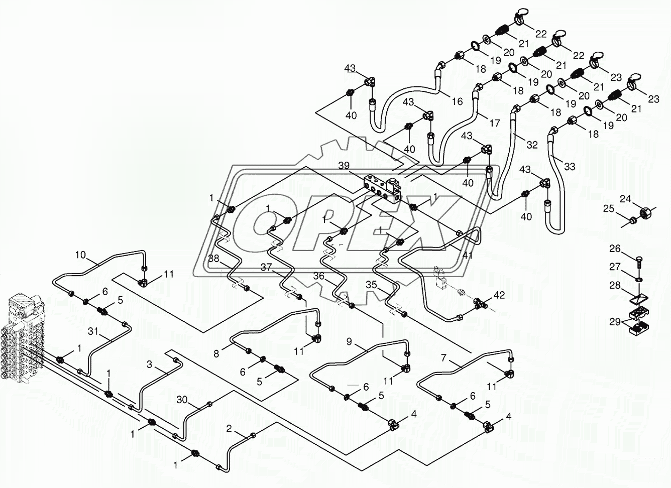 Hydraulics-front attachment