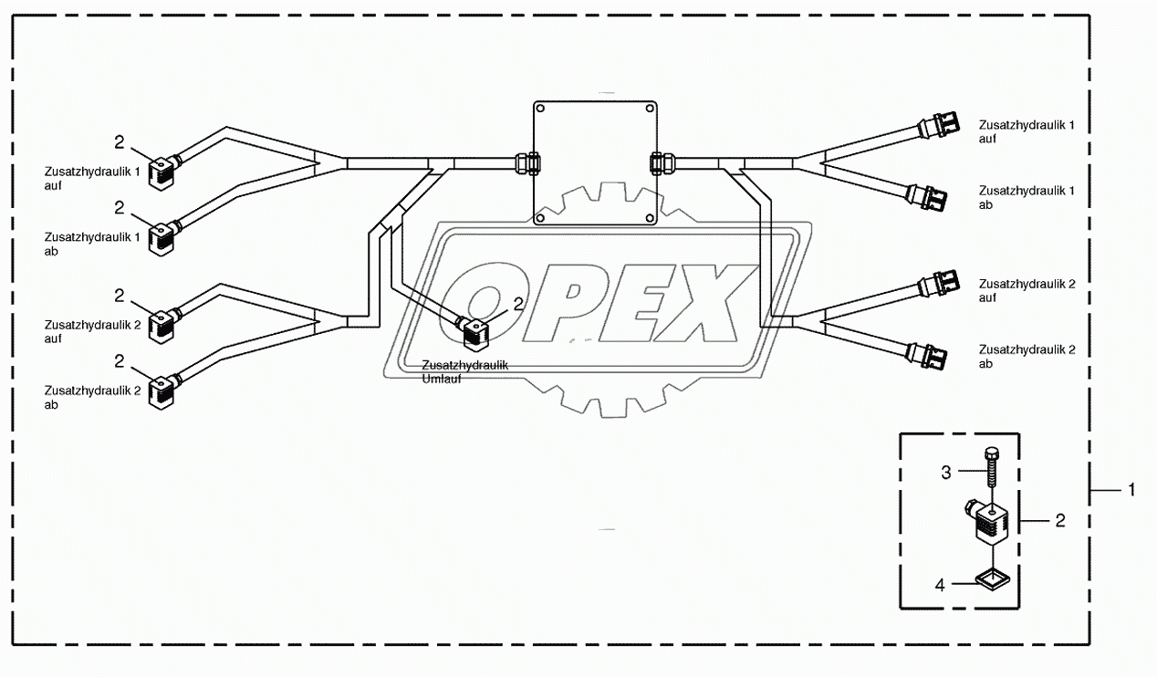 Wiring harness-auxiliary hydraulics