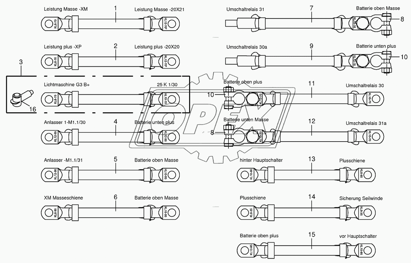 Battery and ground cable