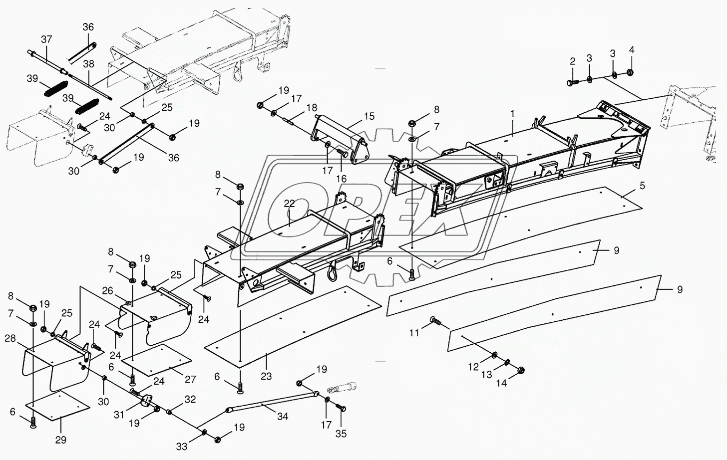 Discharge chute extension 14-row