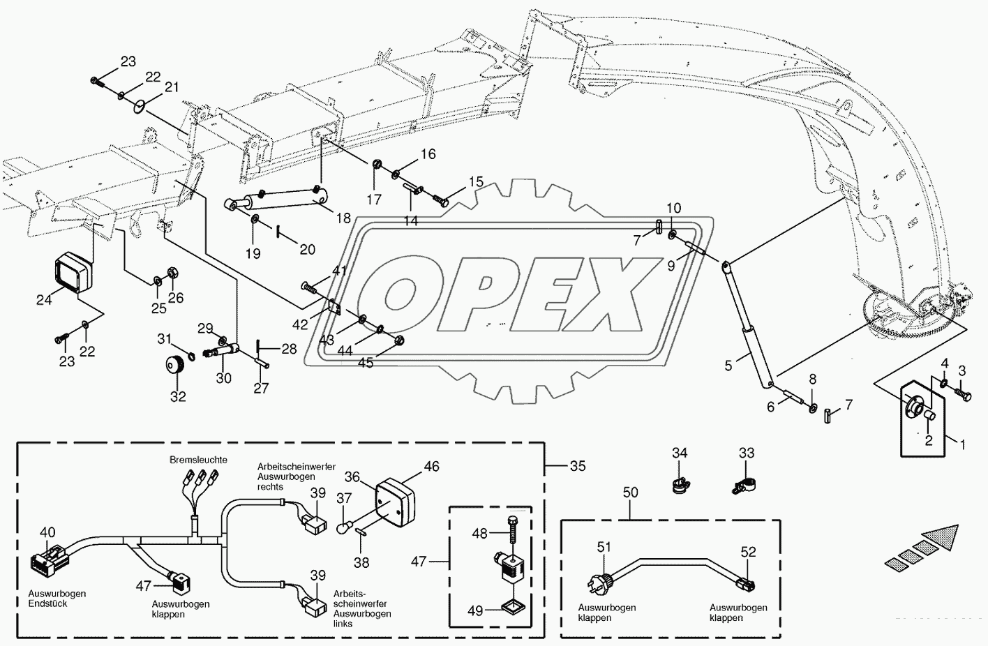 Upper discharge chute-mounting parts 14-row