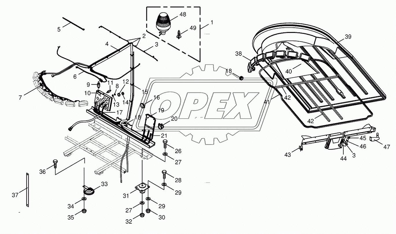 Cab-mounting parts/electric parts