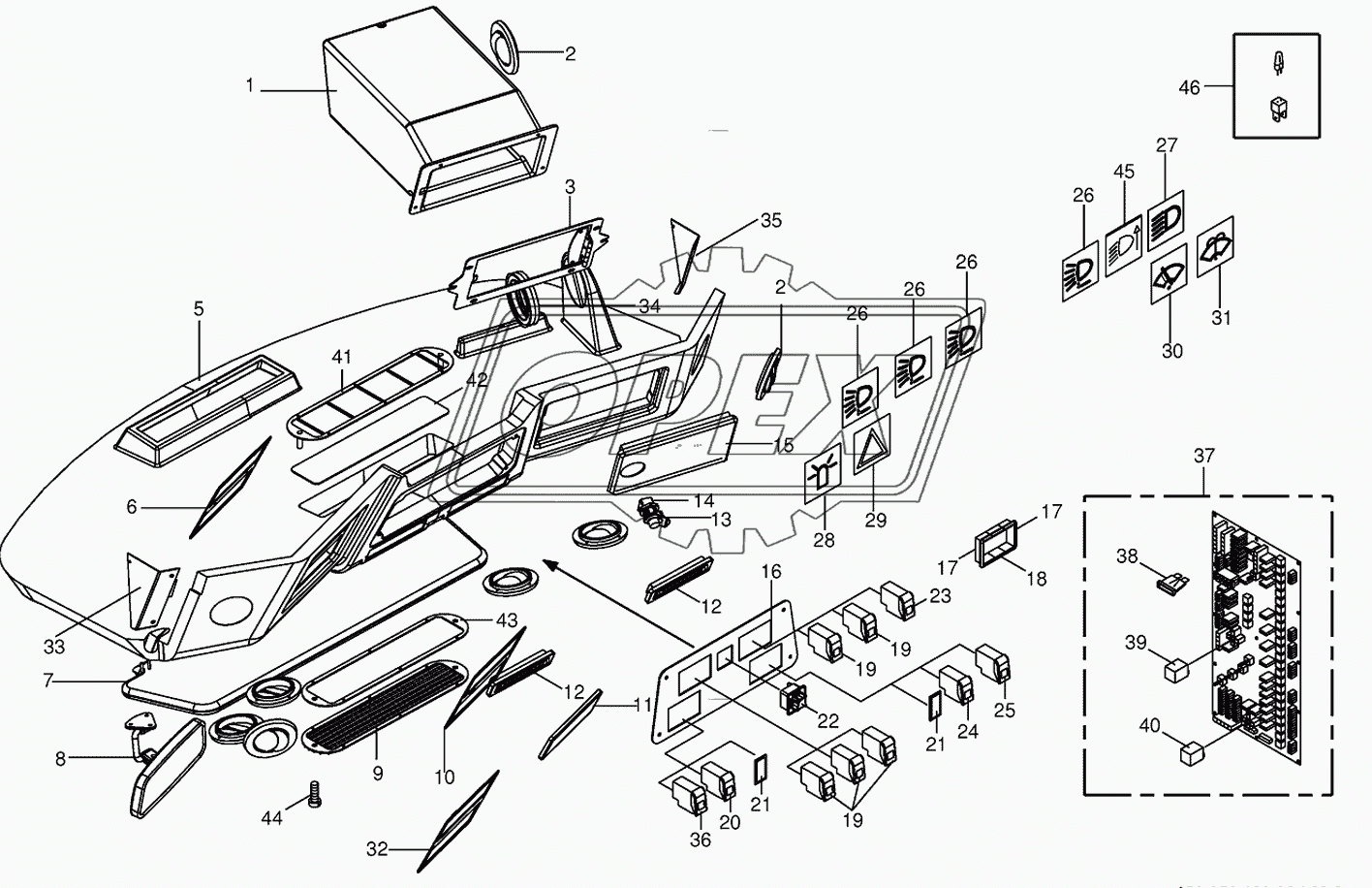 Cab-control panel (roof)/circuit board