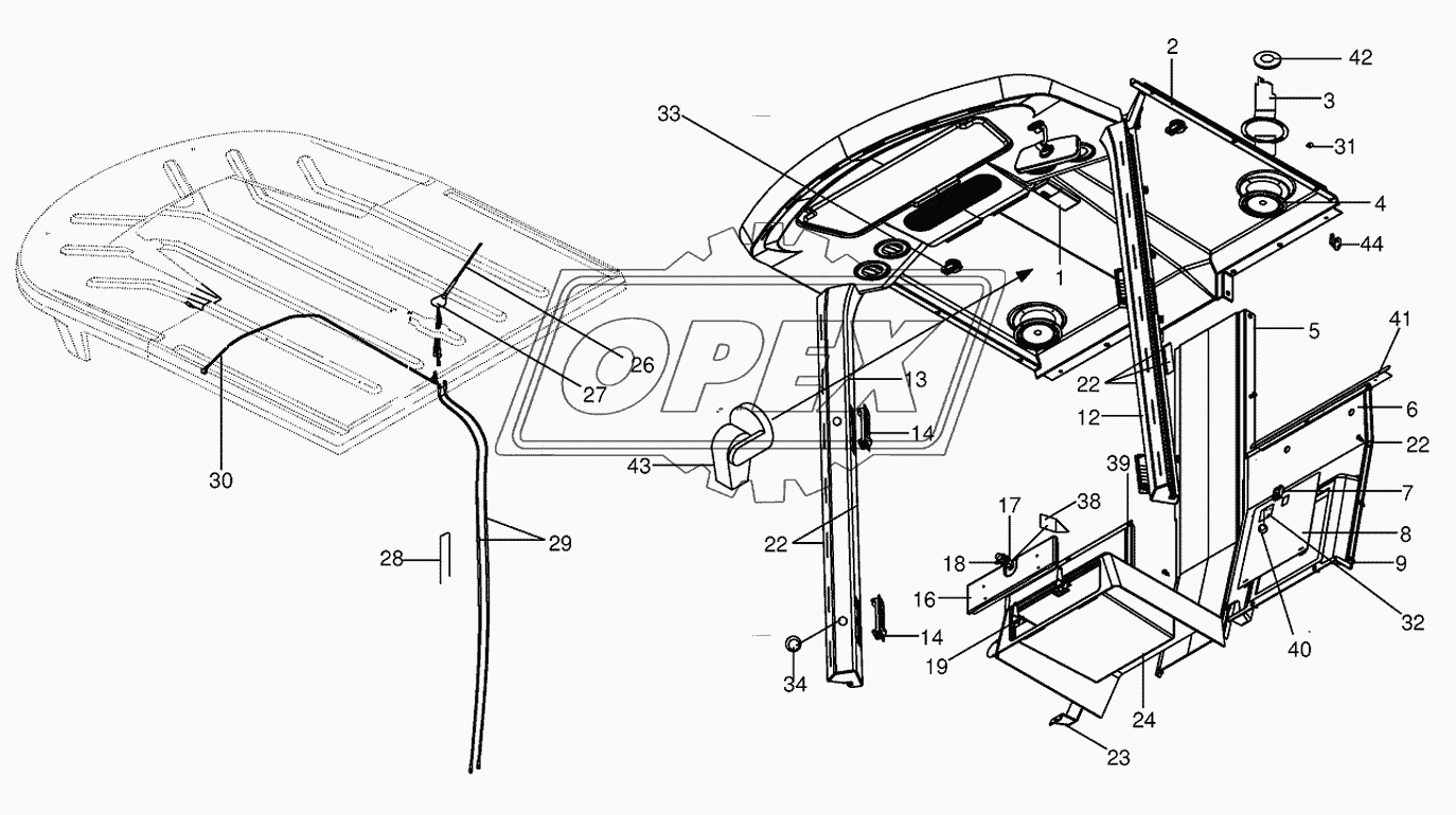 Cab-Cab lining, aerial