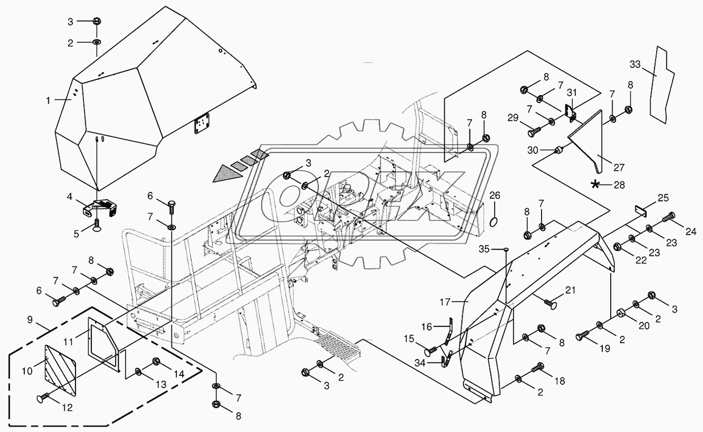 Mudguard/warning panel