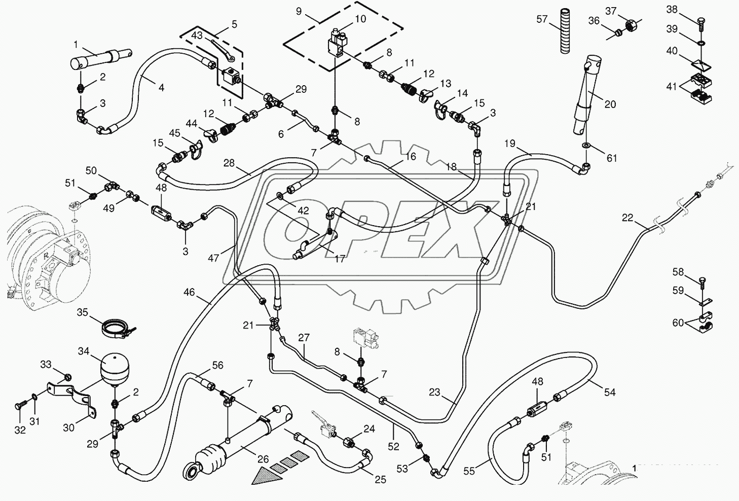 Charge pressure lines-front