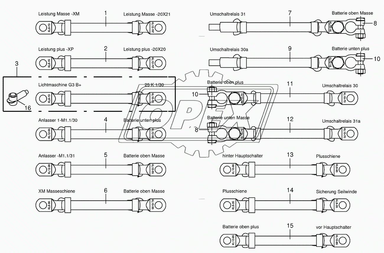 Battery and ground cable