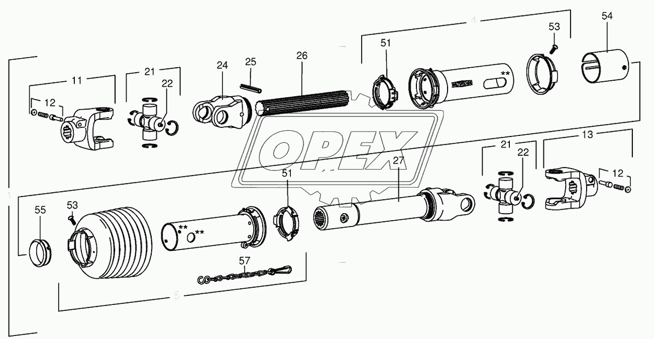 P.T.O shafts-roller gear-below