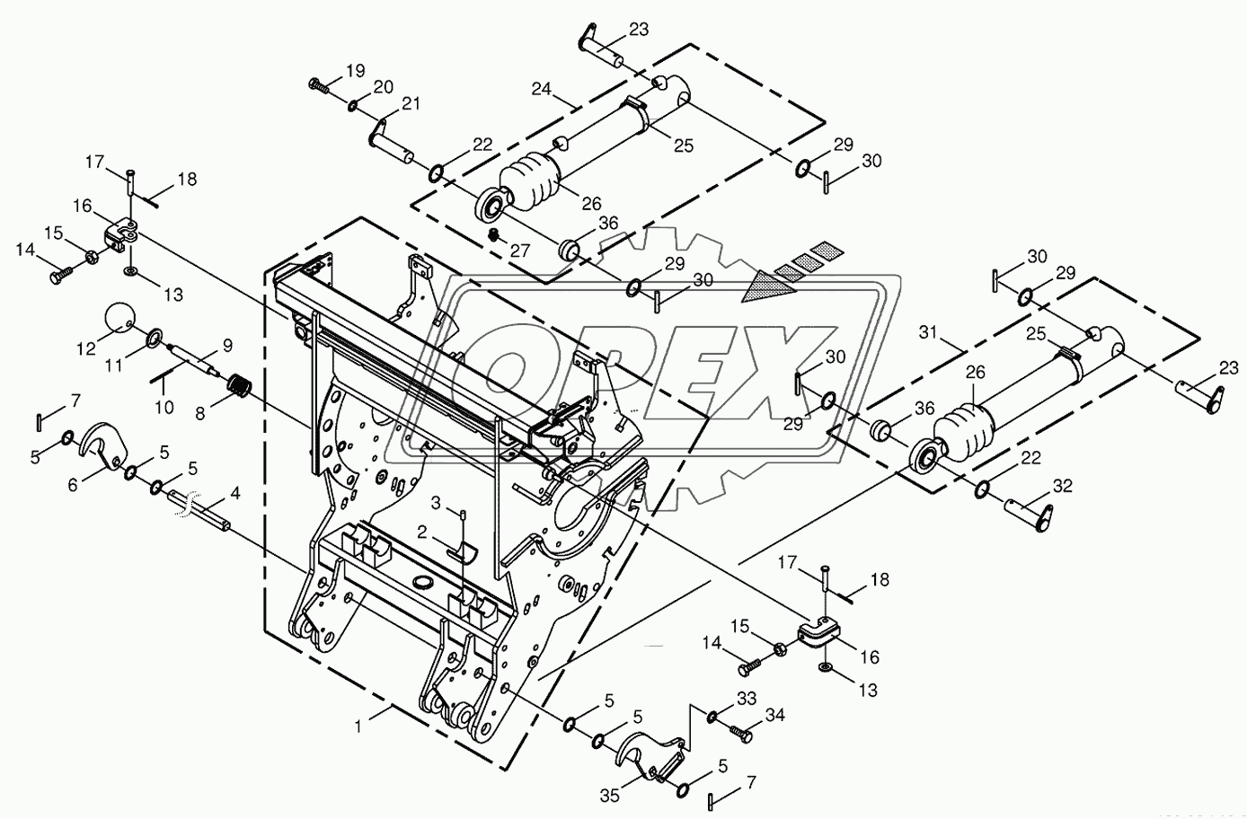 Chopping drum support 1