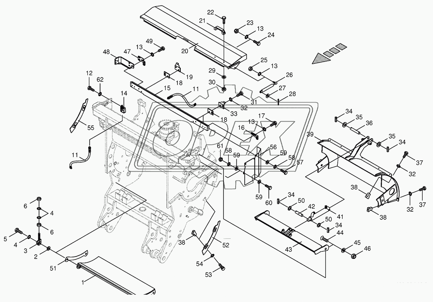 Chopping drum support-mounting parts