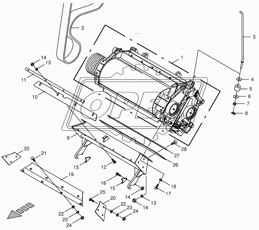 Grain conditioner cpl./cracker duct-spring-mounted