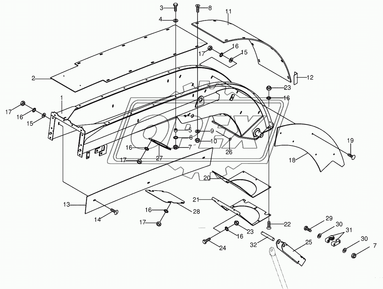 Upper discharge chute 