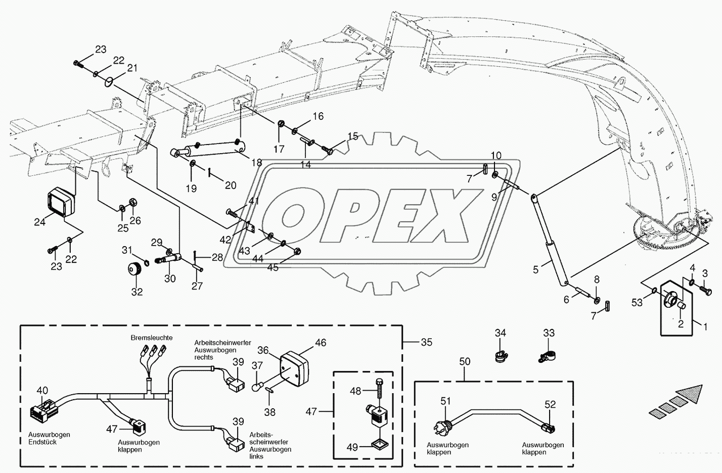 Upper discharge chute-mounting parts 14-row