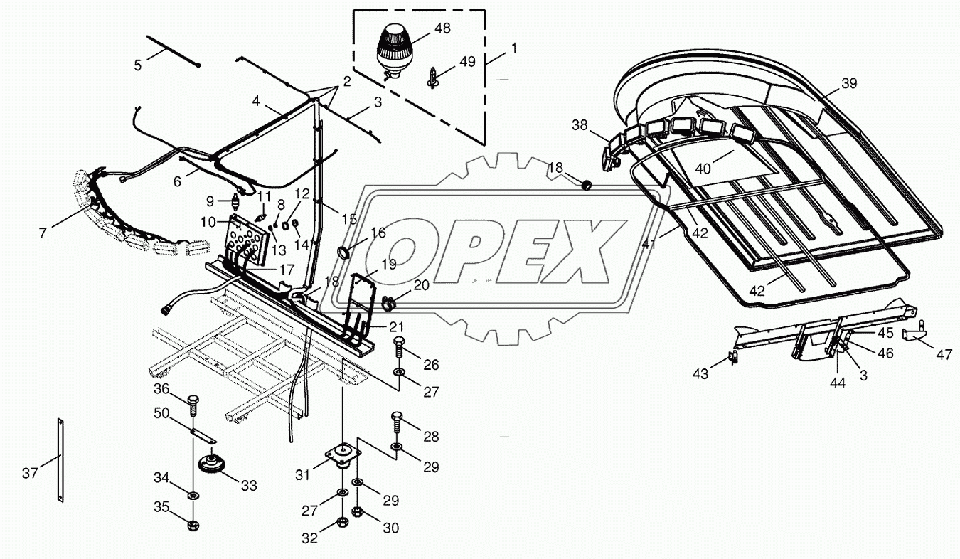 Cab-mounting parts/electric parts