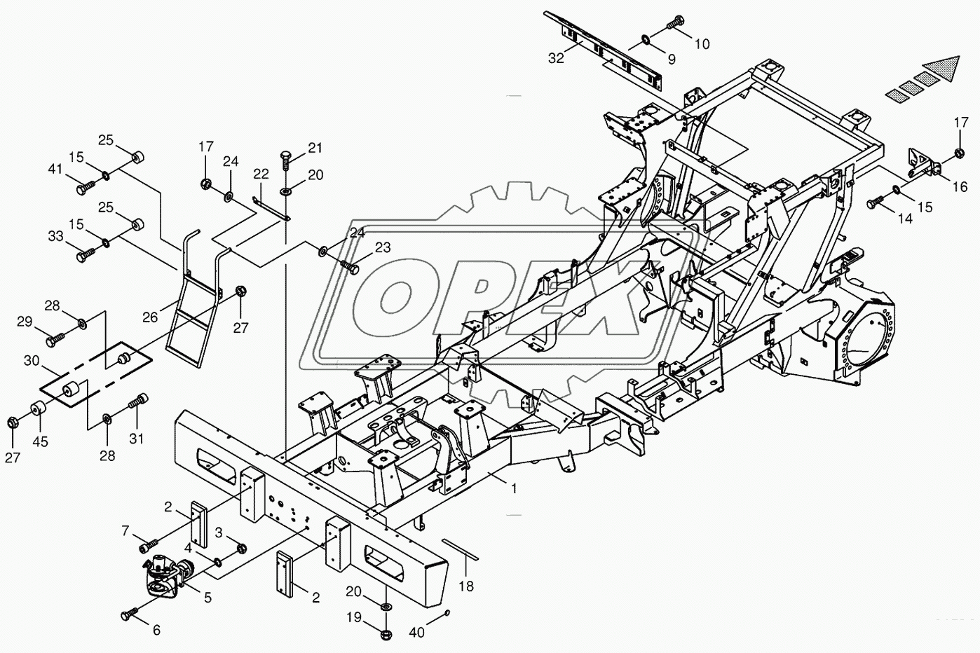 Frame/trailer hitch/ascending ladder