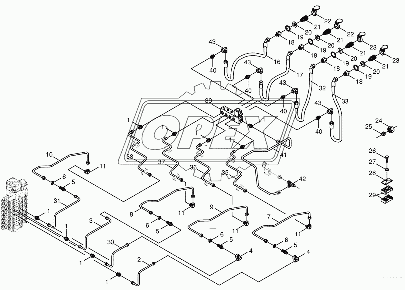 Hydraulics-front attachment