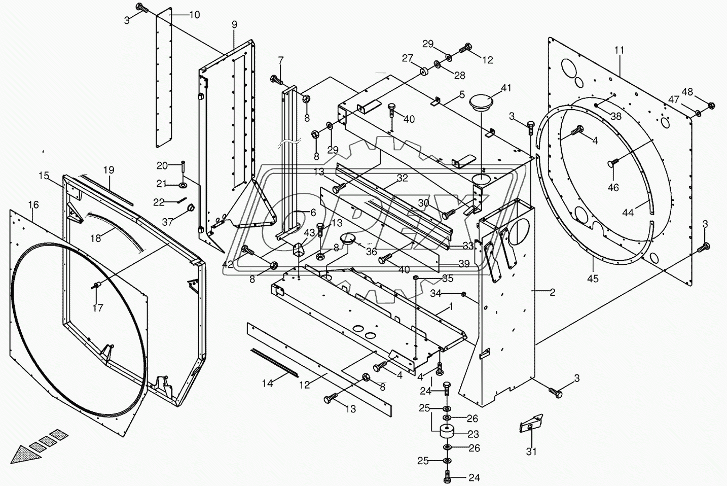 Radiator frame/radiator door