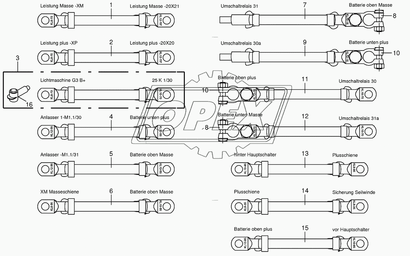 Battery and ground cable