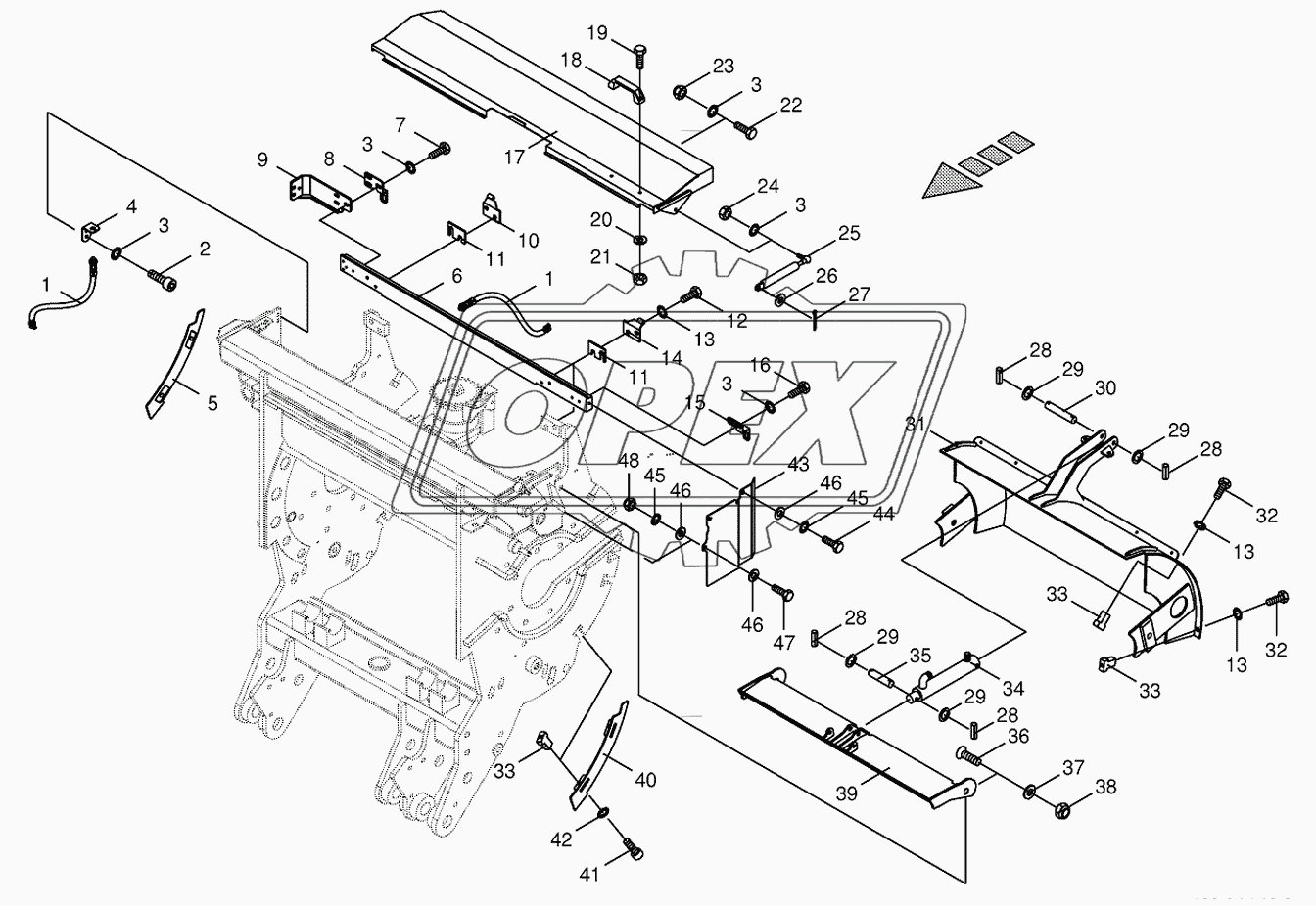 Chopping drum support-mounting parts