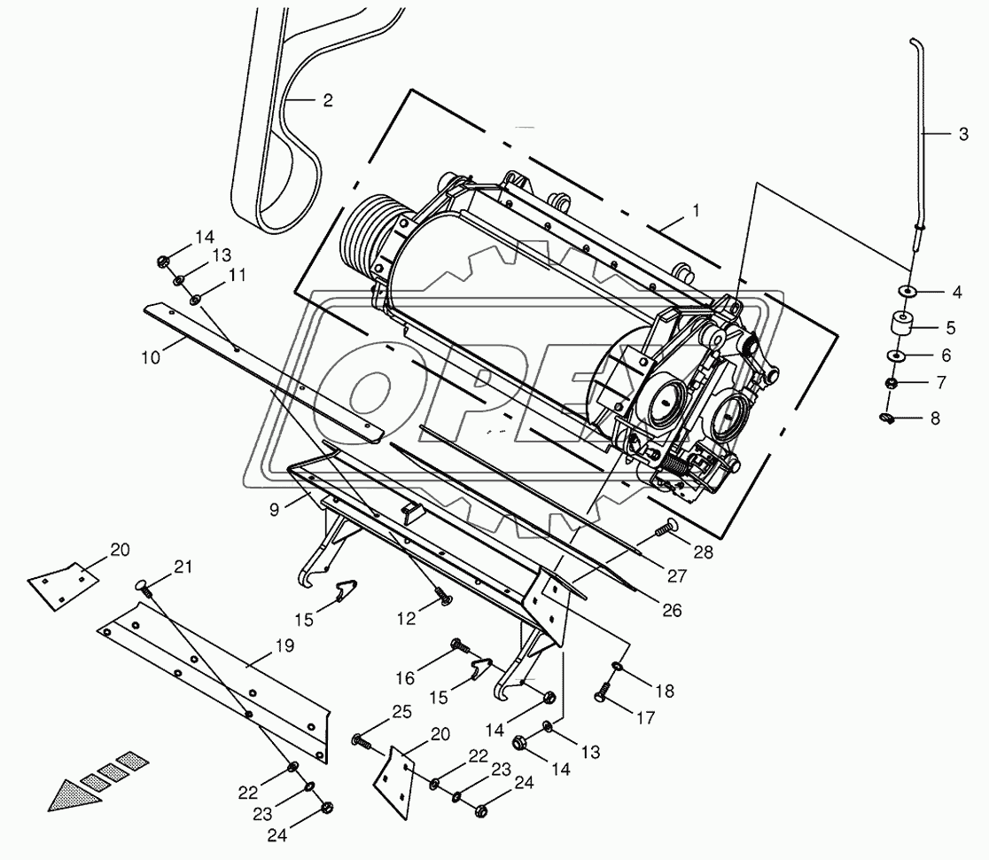 Grain conditioner cpl./cracker duct-spring-mounted