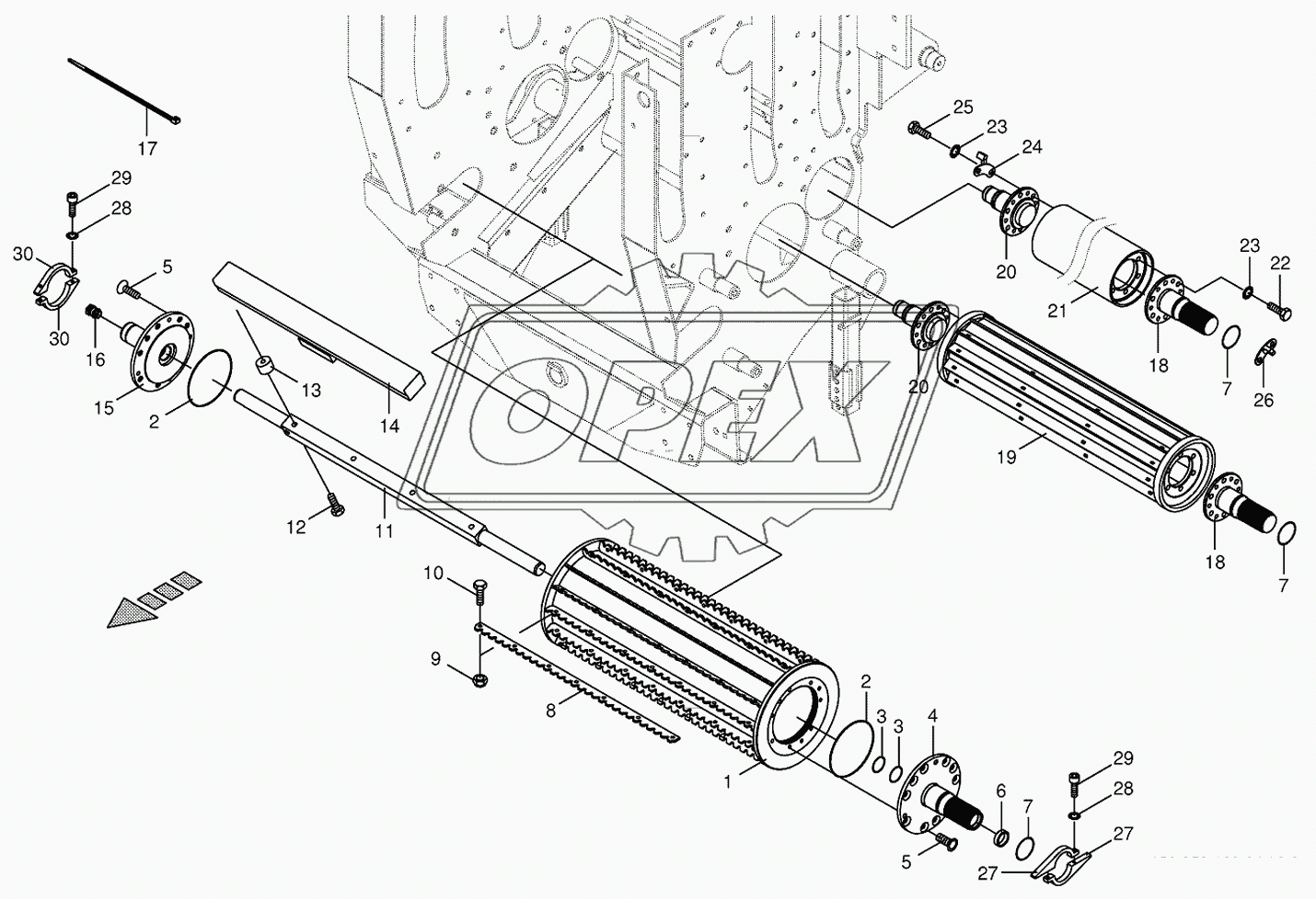 Lower feed rollers