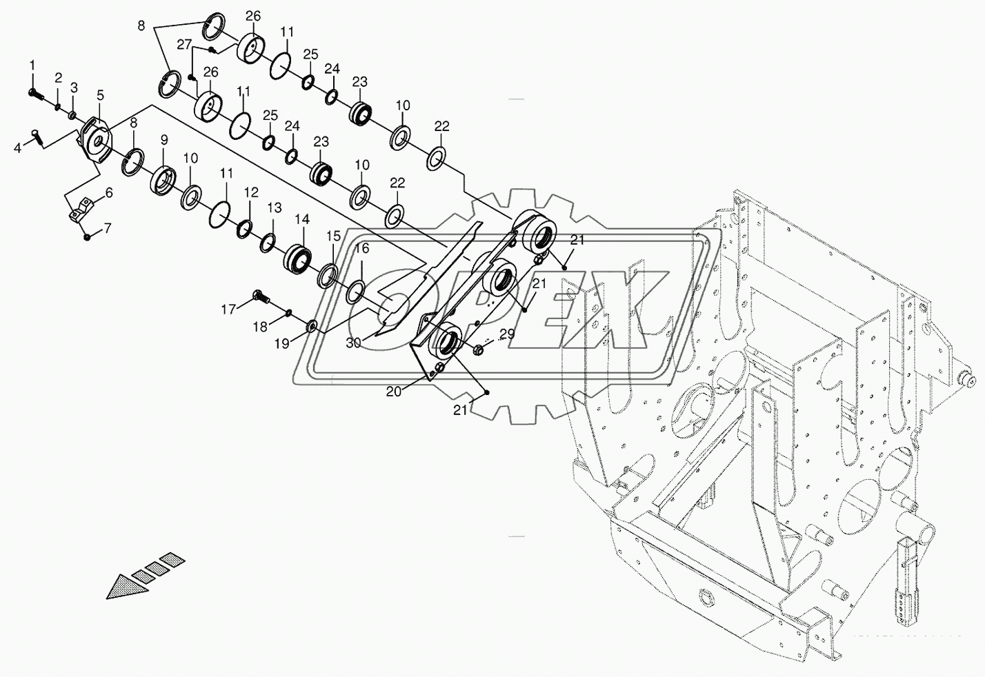 Lower feed roller bearing