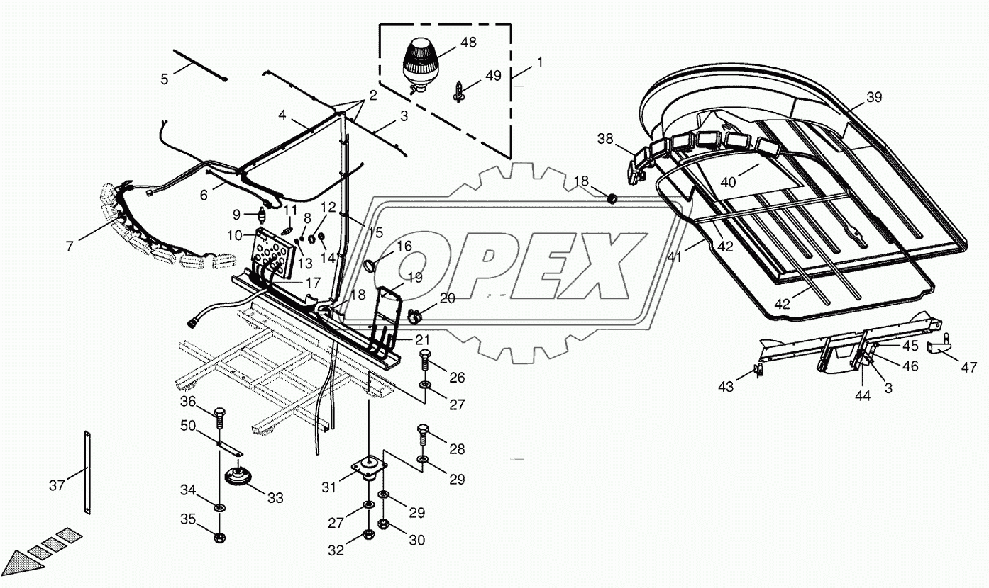 Cab-mounting parts/electric parts