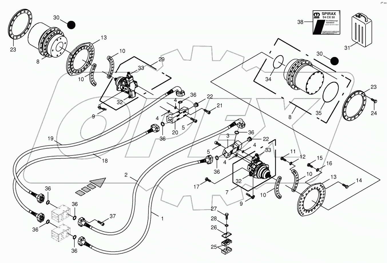 Traction drive wheel engine -front