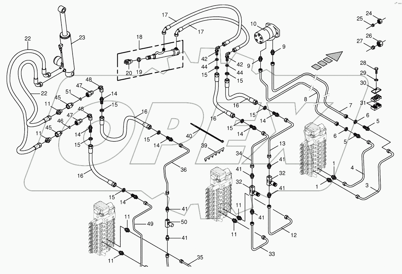 Hydraulics cpl. - discharge chute