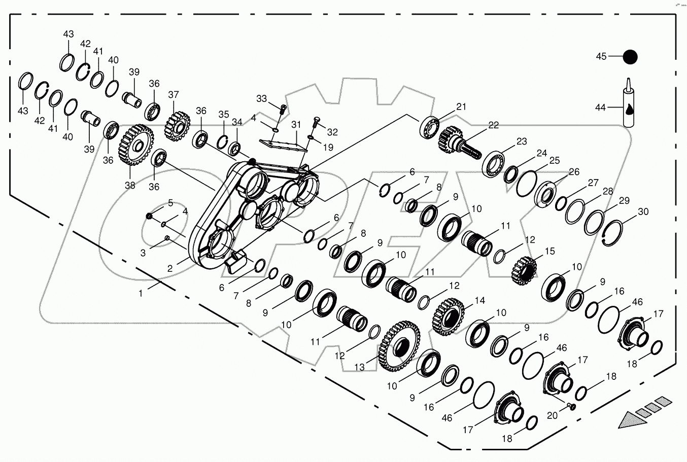 Top roller gearbox