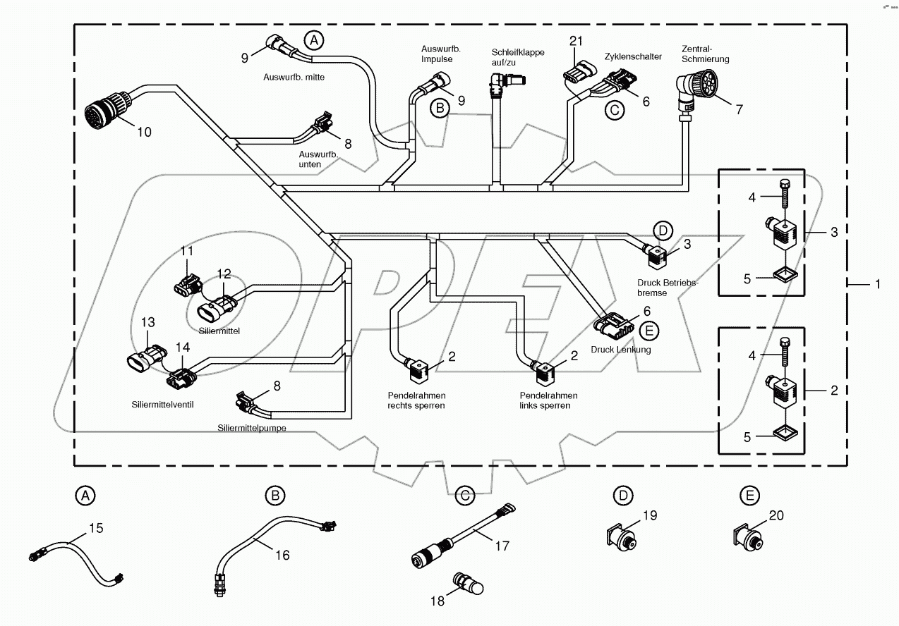 Wiring harness - below the cabin