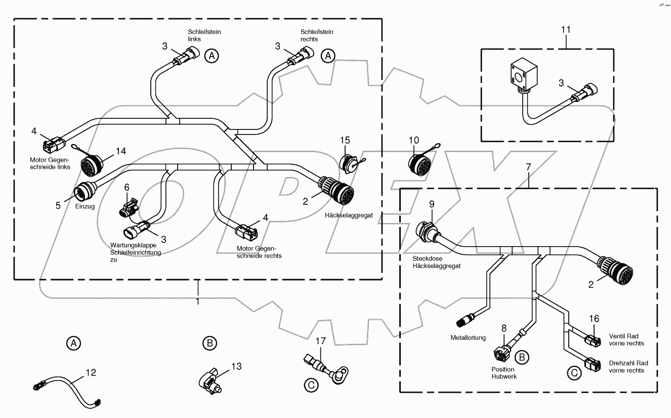 Wiring Harness - chopping aggregate / backlash-alarm
