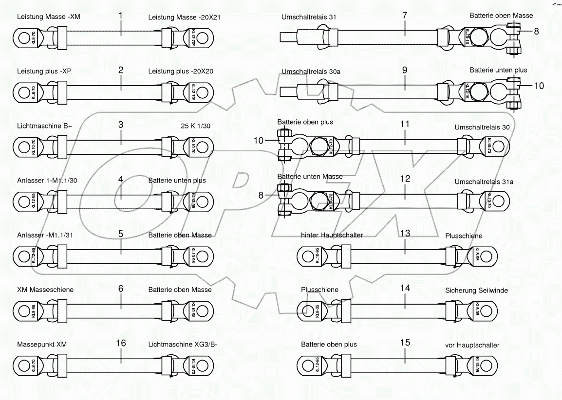 Battery and ground cable