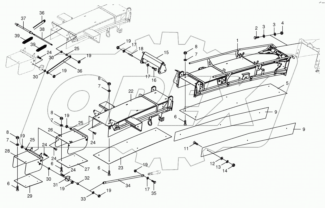 Discharge chute extension 14-row