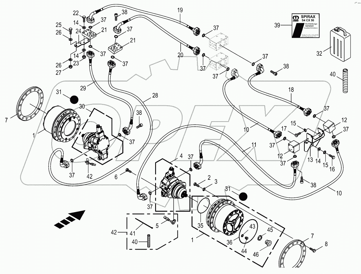 Traction drive wheel engine-rear