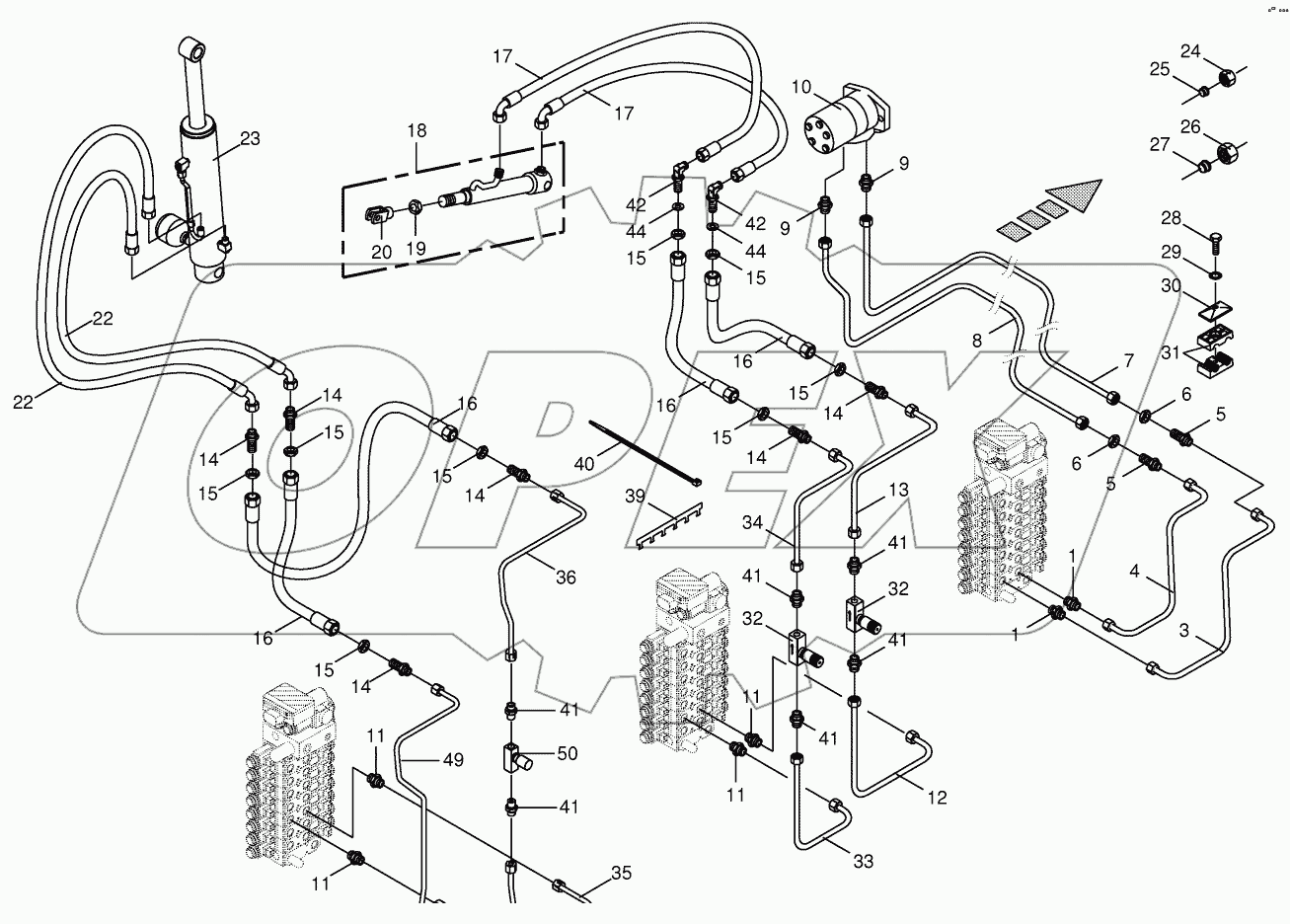 Hydraulics cpl.-discharge chute