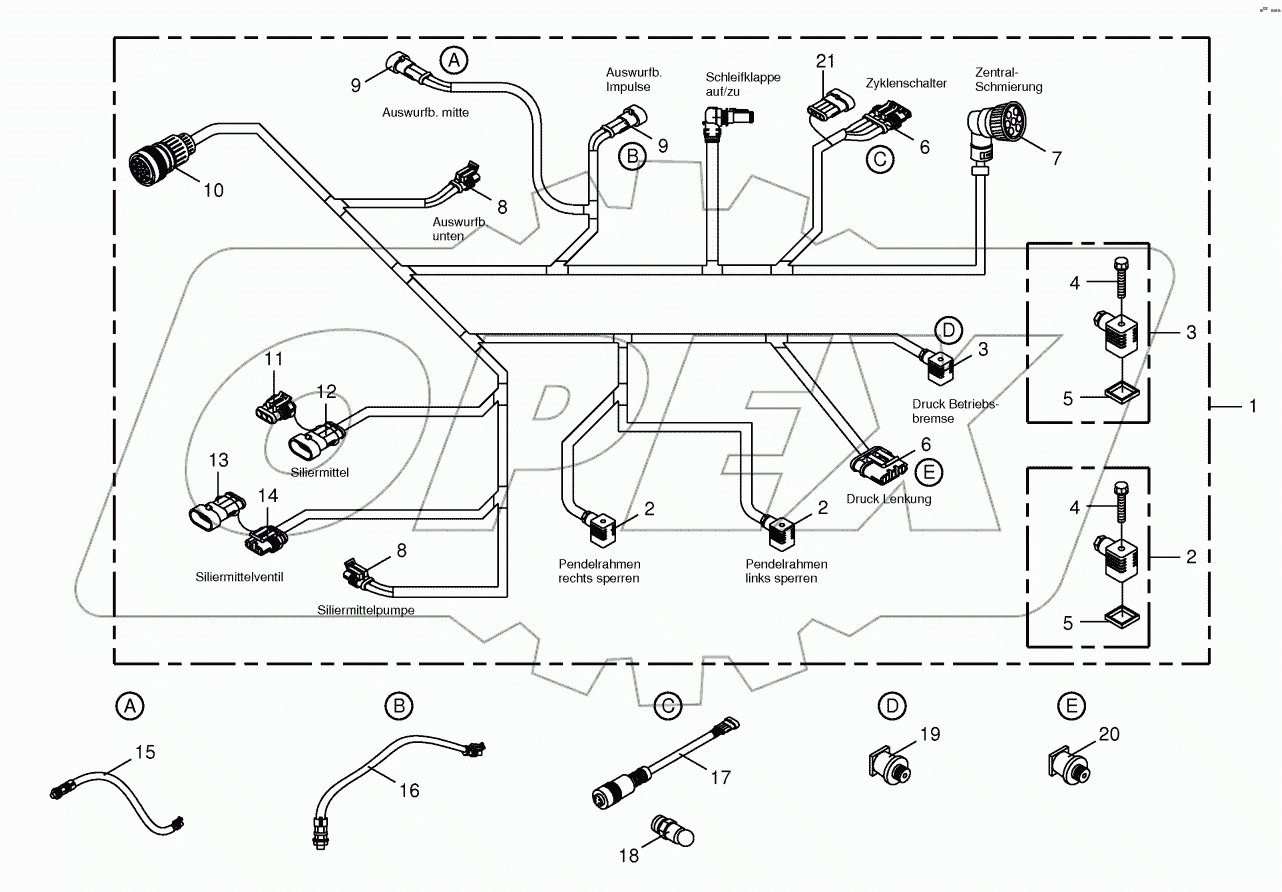 Wiring harness-below the cabin