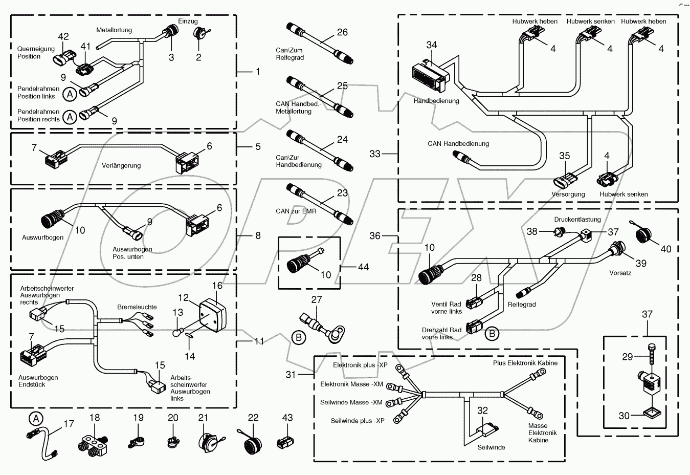 Several wiring looms