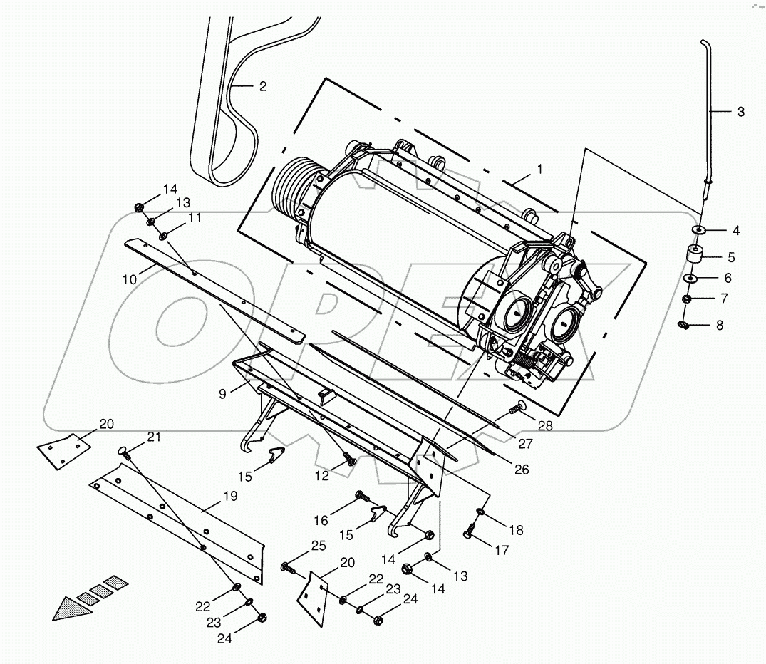 Grain conditioner cpl./cracker duct-spring-mounted