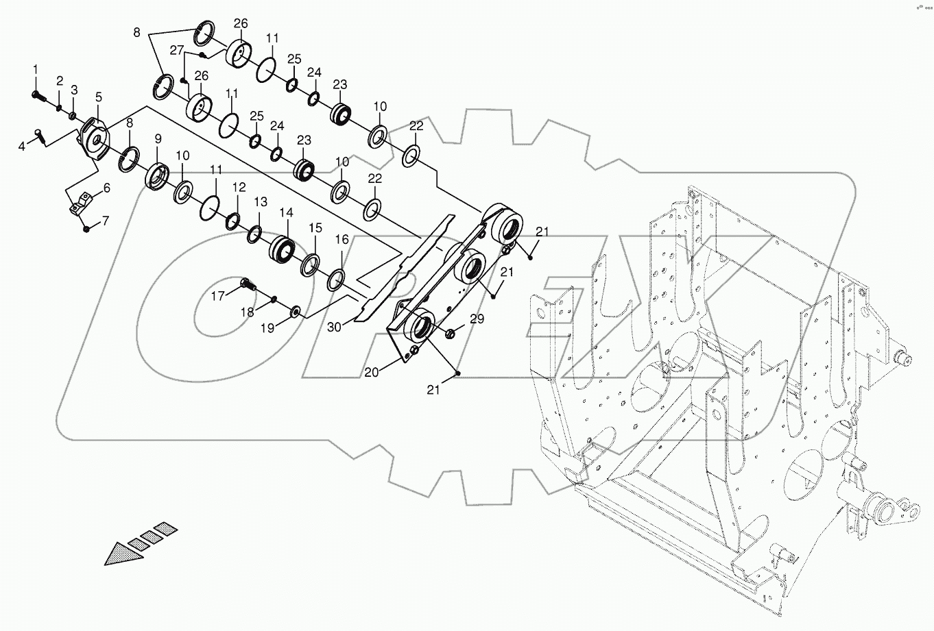 Lower feed roller bearing