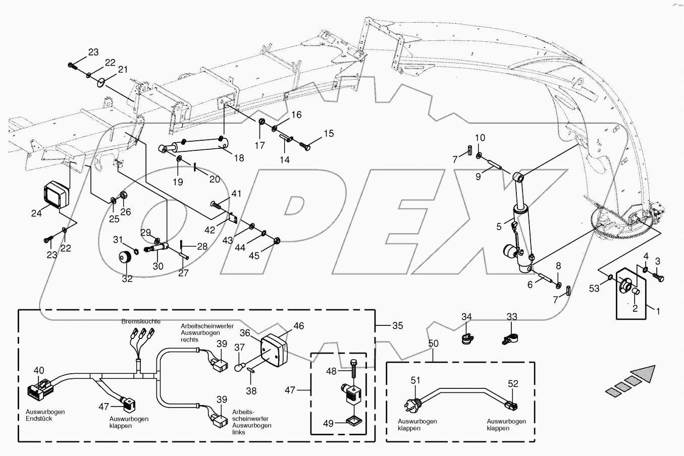 Upper discharge chute-mounting parts 14-row