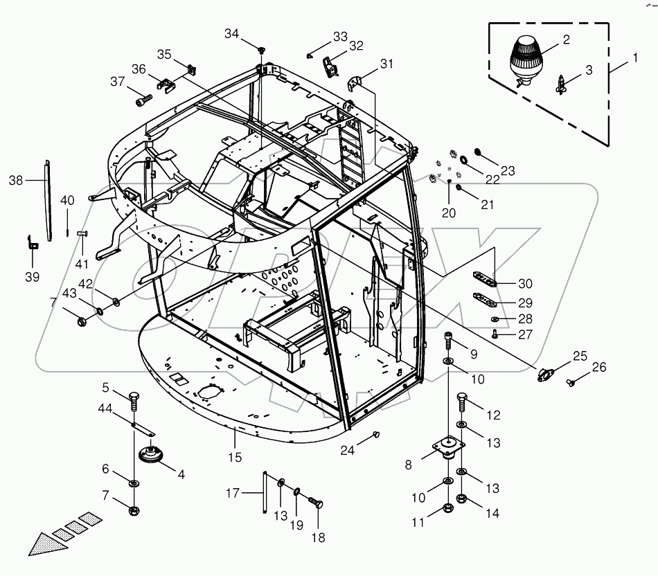 Cab-frame/mounting parts