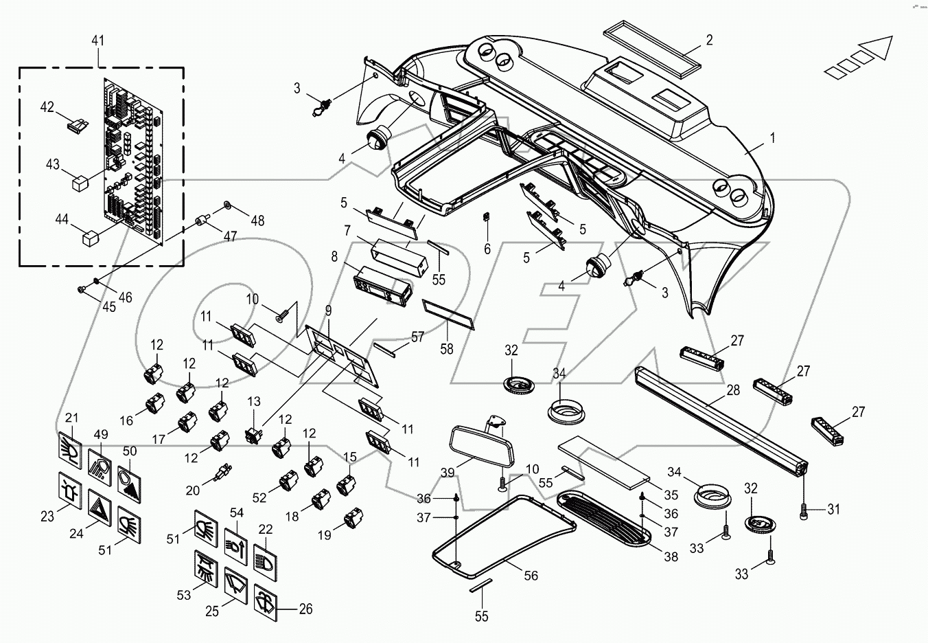 Cab-control panel (roof)/circuit board