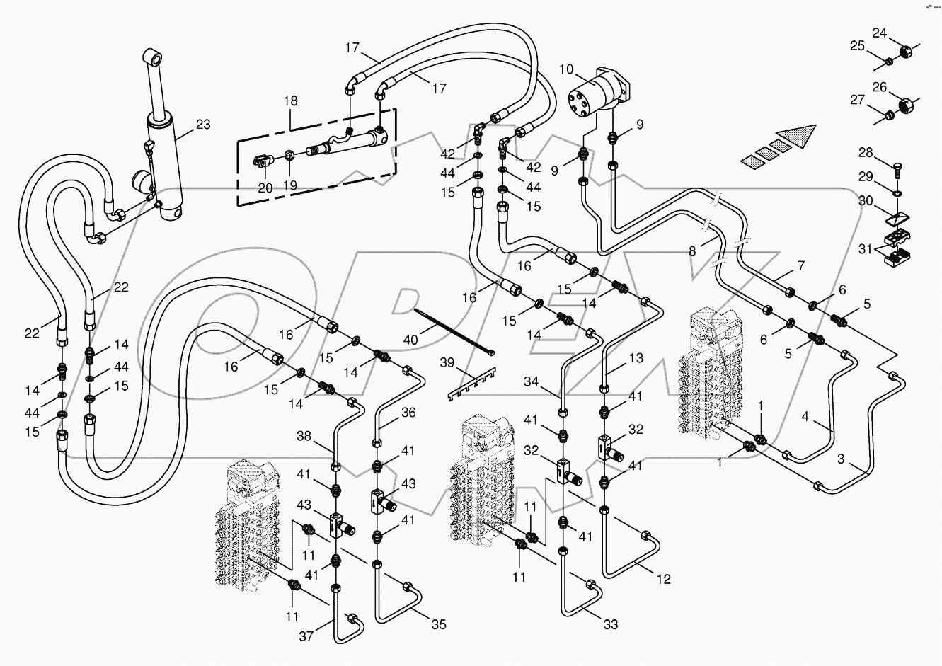Hydraulics cpl. - discharge chute 833001 - 854000