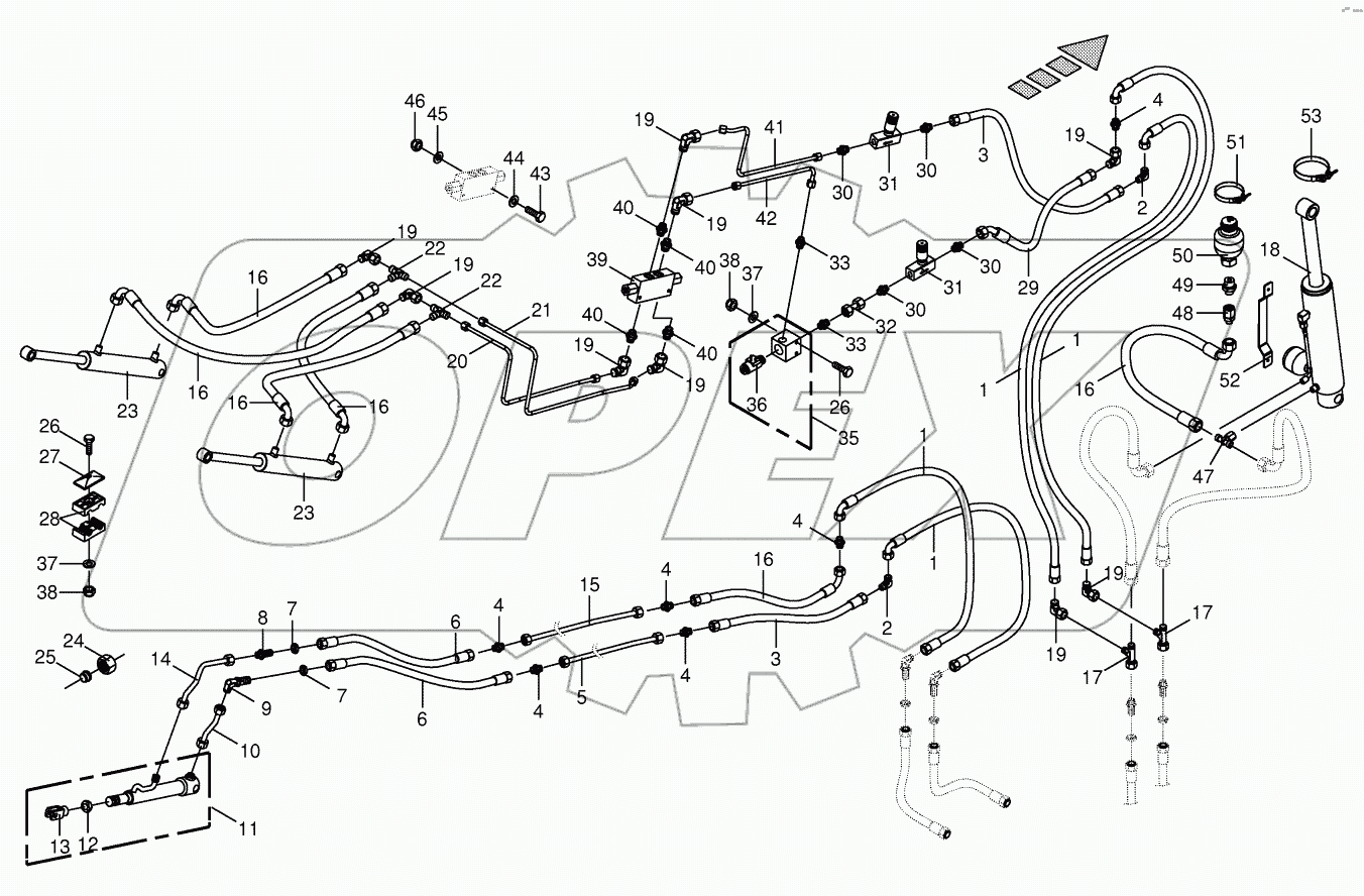 Hydraulics - discharge chute - 14-row 833001 - 853100