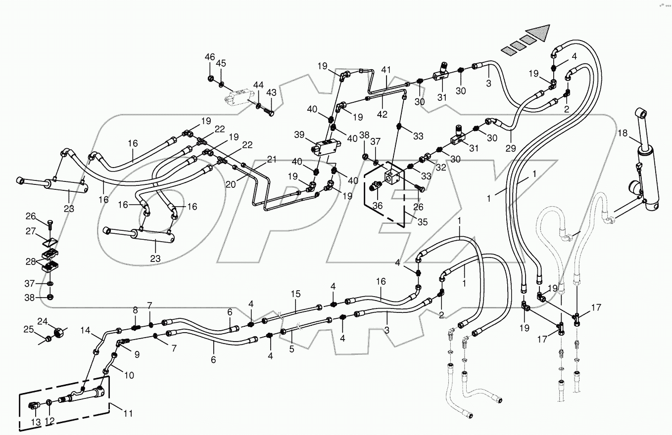 Hydraulics - discharge chute - 14-row 853101 - 879000